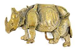 Vintage Figural Rhino Brass Belt Buckle