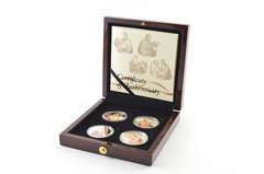 2011 Niue $2 Evangelists 1 Oz Silver PF Gold Plating 4 Coin Set Box