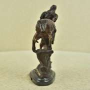 Native Indian Chief Riding Horse on a Rock Bronze Sculpture