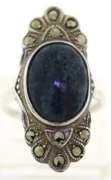Sterling Silver Blue Stone & Marcasite Ring