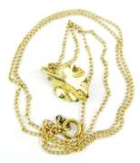 Vintage 14K Pearl & Diamond Leaf Pendant & Chain