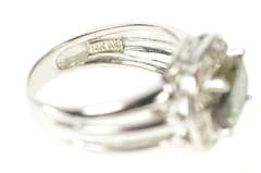 14K White Gold Oval Syn. Alexandrite Diamond Halo Engagement Ring