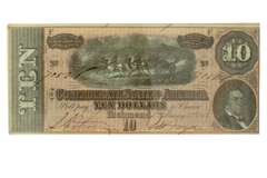 $10 Confederate Note Feb 17 1864 T-68 AU 50 EPQ