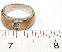Two Tone Gold Band with Diamond in 14KT, 6 3/4 Size
