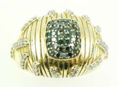 Stellar Sterling Vermeil Blue & White Diamond Ring, 9
