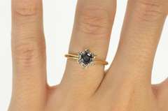 14K Yellow Gold 1.00 Ctw Sapphire Diamond Halo Engagement Ring