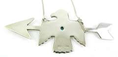 Large Sterling Turquoise Thunderbird Necklace, Signed