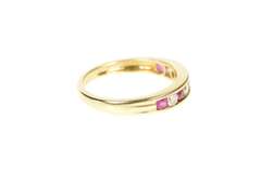 14K Yellow Gold 0.44 Ctw Ruby Diamond Channel Wedding Band Ring