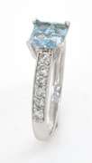 Sparkly Aquamarine & Diamond Ring in Sterling Silver