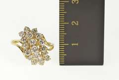 14K Yellow Gold 1.78 Ctw Wavy Diamond Cluster Cocktail Ring