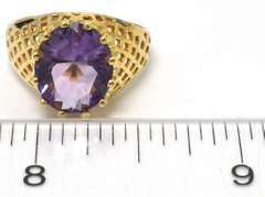 Regal Amethyst Lattice Ring in 14KT Yellow Gold
