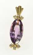 14K Yellow Gold Amethyst Diamond Enhancer Statement Pendant