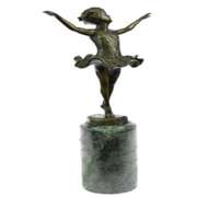 Classy Girl Ballerina Bronze Statue on Marble Base Sculpture