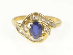 14K Yellow Gold 1.32 Ctw Oval Sapphire Diamond Engagement Ring