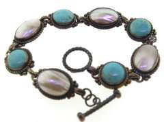 Vintage Gemstone Sterling Toggle Bracelet