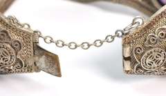 Ornate Vintage Amethyst Bracelet in Sterling Silver