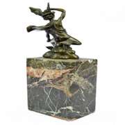 Real 100% Bronze Flying Mercury Caduceus Messenger God Bronze Marble Sculpture