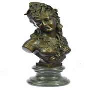 Bust Bronze Statue on Marble Base Sculpture
