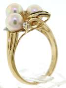 Excellent Triple Pearl w Diamond & Emerald Ring
