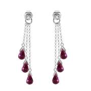 Solid White Gold Chandelier Earrings Diamond & Amethyst Certified