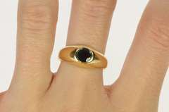 14K Yellow Gold Sapphire Solitaire Retro Simple Statement Ring