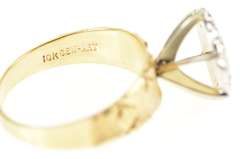 10K Yellow Gold Retro Round Diamond Accent Textured Cluster Ring