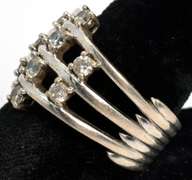 Wide Band CZ Sterling Silver Ring