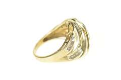 10K Yellow Gold Wavy Channel Diamond Encrusted Statement Ring