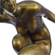 Nudist Performer Bronze Sculpture on Marble Base Statue