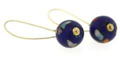 Blue Enamel Cloisonne Bead Earrings