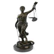 Blind Justice Lady Bronze Sculpture on Marble Base Statue