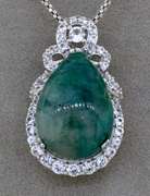 Regal 14.32CTS Emerald & White Sapphire Necklace in Sterling Silver