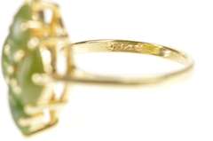 14K Yellow Gold Nephrite Jade Marquise Cluster Statement Ring