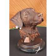Adorable Labrador Retriever Bust Bronze Sculpture