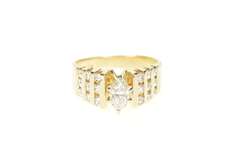 14K Yellow Gold 0.74 Ctw Marquise Diamond Channel Engagement Ring