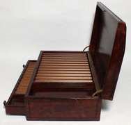 Horchow Leather Jewelry Box with engraved leaf details