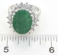 Radiant Emerald & White Sapphire Ring in Sterling Silver