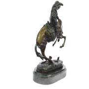 Batteling a Rattle and Snake Bronze Statue