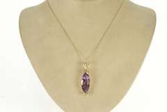 14K Yellow Gold Amethyst Diamond Enhancer Statement Pendant