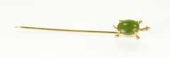 Gold Filled Retro Oval Nephrite Jade 3D Turtle Stick Pin
