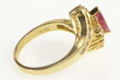 14K Yellow Gold 1.00 Ctw Ruby Diamond Halo Bypass Engagement Ring