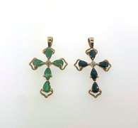 Stunning Set of 14kt Gold Gemstone Pendants