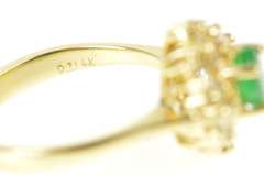 14K Yellow Gold 0.98 Ctw Oval Emerald Diamond Engagement Ring