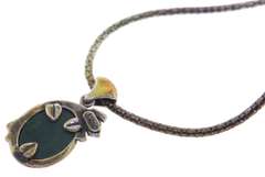 Vintage 925 sterling silver lizard wrap around malachite pendant with beautiful signed Italian chain