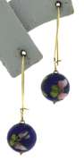 Blue Enamel Cloisonne Bead Earrings