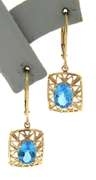 Handsome Oval Blue Topaz Dangle Earrings
