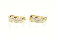 14K Yellow Gold 0.50 Ctw Diamond Channel Oval Statement Hoop Earrings