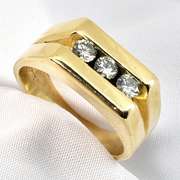 Classic Man's 3 Diamond Ring