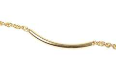 14K Yellow Gold 3.7mm Rope Chain Curved Bar Link Statement Bracelet
