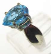 Pear Shaped Blue Topaz Sterling Silver Ring